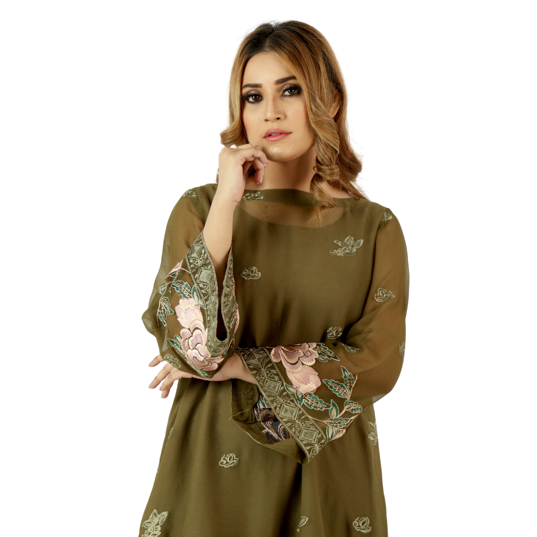 Elegant Olive Peplum Ensemble