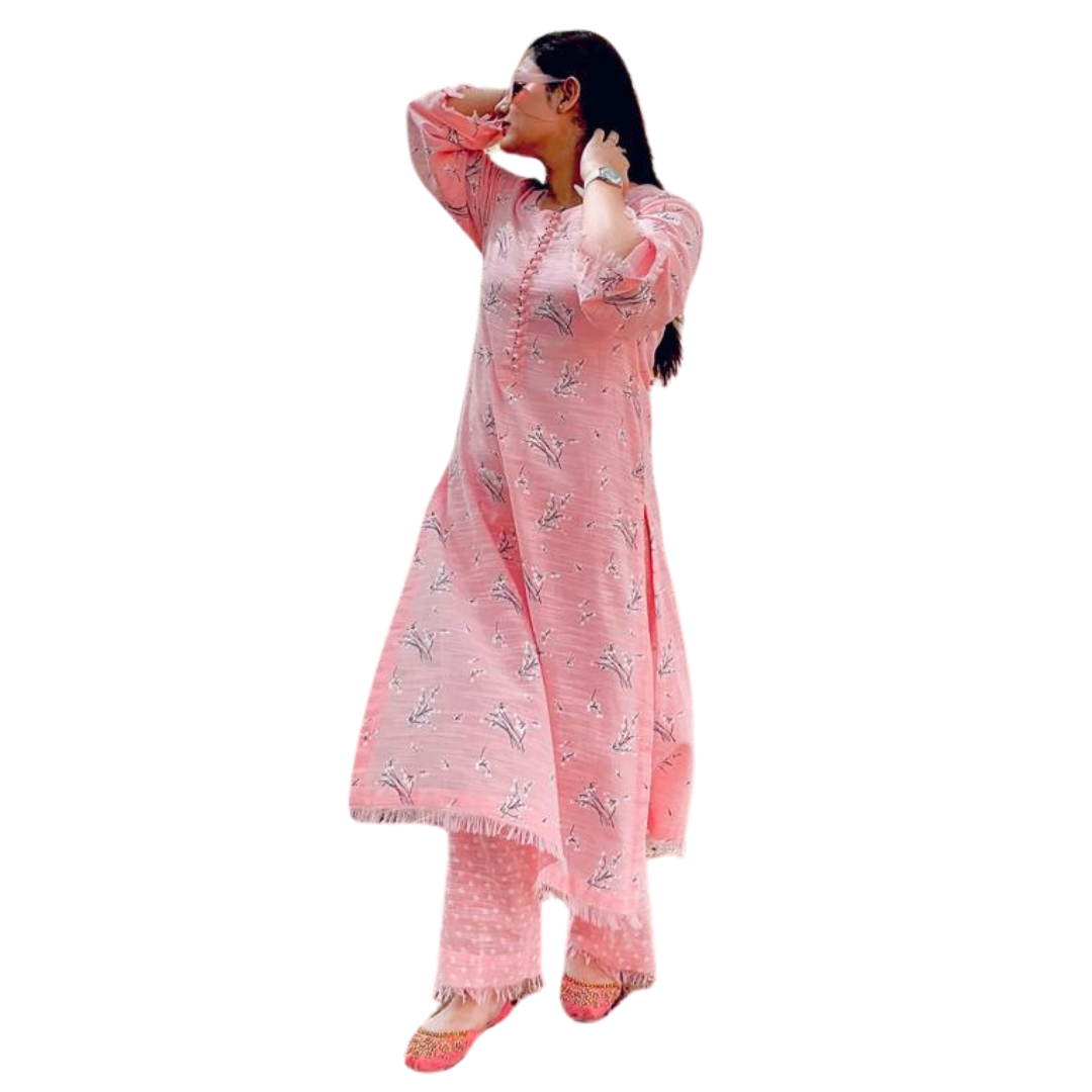 Khadi Lawn Premium 2-Piece Set - Pink